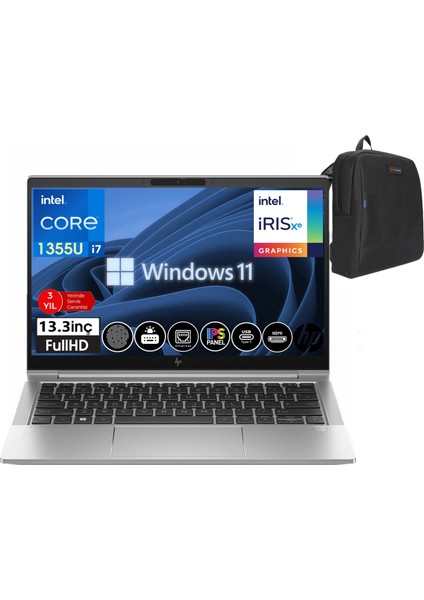 Elıtebook 630 G10 I7-1355U 32GB 512GB SSD 13.3 Fhd IPS WINDOWS11PRO Taşınabilir Bilgisayar 85D46EAW06+WEBLEGELSINÇANTA