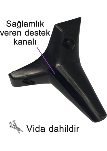 Zelve 12 cm Siyah Lüx Mobilya Kanepe Sehpa Ünite Koltuk Ayağı Baza Ayak