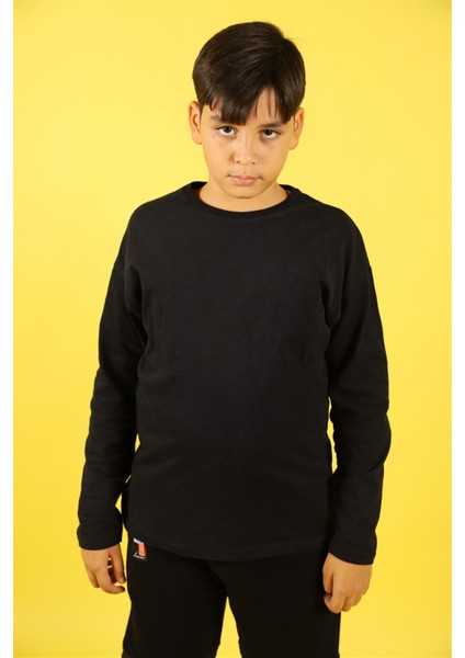 04-14 Yaş Erkek Çocuk Basic Siyah Sweat modelleri