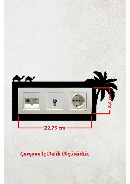 Palmiye Deve Tasarım 3lü Priz Çerçevesi (Iç Ölçü 22,75X8,4 Cm) 3lü Dekoratif Çerçeve