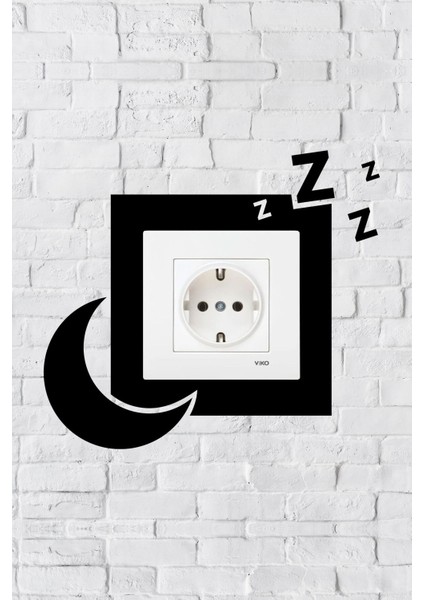 Uyku ve Gece Tasarım Priz Çerçevesi (Iç Ölçü 8,4x8,4 Cm) Dekoratif Priz - Anahtar Çerçevesi