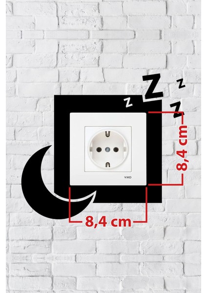 Uyku ve Gece Tasarım Priz Çerçevesi (Iç Ölçü 8,4x8,4 Cm) Dekoratif Priz - Anahtar Çerçevesi