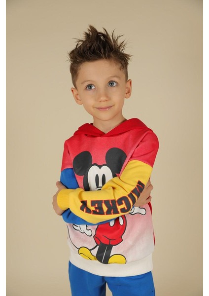 03-08 Yaş Erkek Çocuk Saks Renk Mickey Ikili Takım