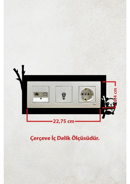Panda Tasarım 3lü Priz Çerçevesi (Iç Ölçü 22,75X8,4 Cm) Üçlü Dekoratif Çerçeve