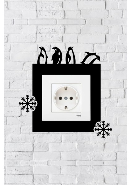 Penguen Tasarım Priz Çerçevesi (Iç Ölçü 8,4x8,4 Cm) Dekoratif Priz - Anahtar Çerçevesi - Duvar Susu