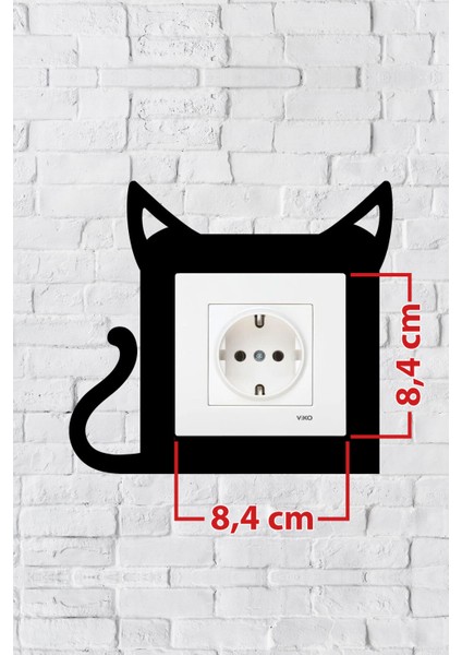 Kedi Tasarım Priz Çerçevesi (Iç Ölçü 8,4x8,4 Cm) Dekoratif Priz - Anahtar Çerçevesi