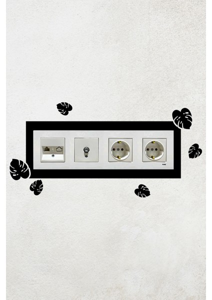 Yaprak Tasarım 4lü Priz Çerçevesi (Iç Ölçü 29,7x8,4 Cm) Dörtlü Çerçeve