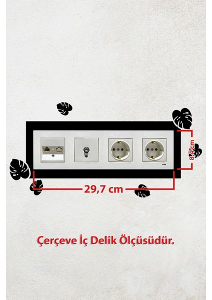 Yaprak Tasarım 4lü Priz Çerçevesi (Iç Ölçü 29,7x8,4 Cm) Dörtlü Çerçeve