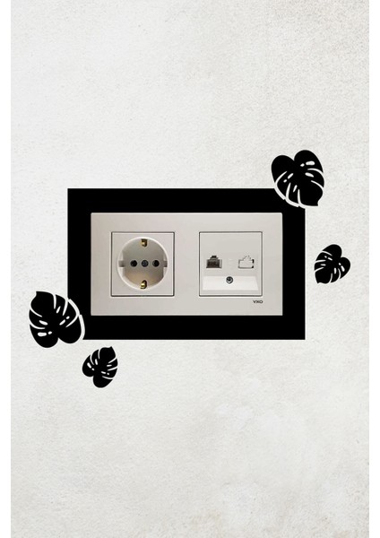 Yaprak Tasarım 2li Priz Çerçevesi (Iç Ölçü 15,5x8,4 Cm) 2li Dekoratif Priz Çerçeve