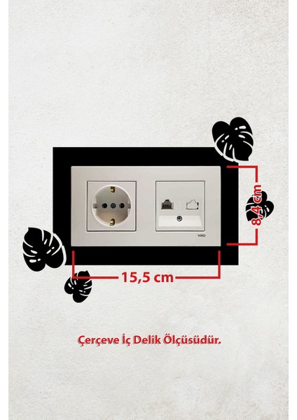 Yaprak Tasarım 2li Priz Çerçevesi (Iç Ölçü 15,5x8,4 Cm) 2li Dekoratif Priz Çerçeve