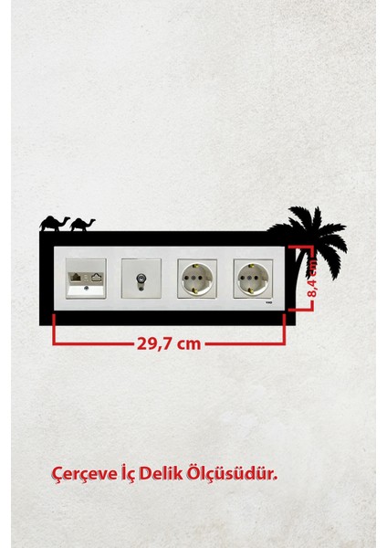 Palmiye Deve Tasarım 4lü Priz Çerçevesi (Iç Ölçü 29,7x8,4 Cm) 4lü Dekoratif Çerçeve