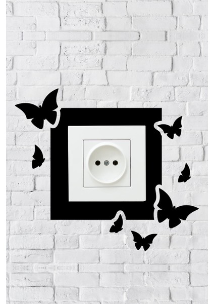 Kelebek Tasarım Priz Çerçevesi (Iç Ölçü 8,4x8,4 Cm) Dekoratif Priz - Anahtar Çerçevesi