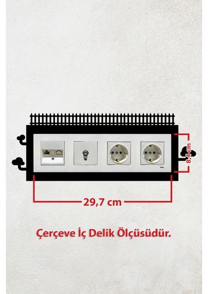 Çit Tasarım 4lü Priz Çerçevesi (Iç Ölçü 29,7x8,4 Cm) Dörtlü Çerçeve