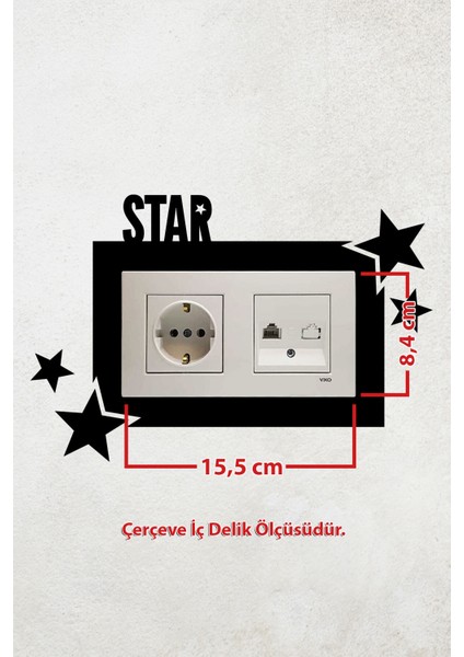 Star Yazılı Yıldız Tasarım 2li Priz Çerçevesi (Iç Ölçü 15,5x8,4 Cm) 2li Dekoratif Priz Çerçeve fiyatları