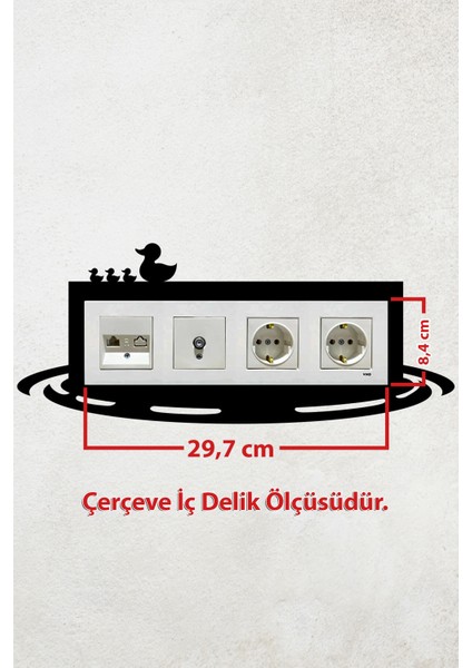 Ördek ve Gölet Tasarım 4lü Priz Çerçevesi (Iç Ölçü 29,7x8,4 Cm) Dörtlü Çerçeve