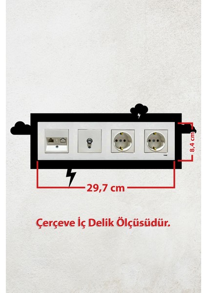 Şimşek Tasarım 4lü Priz Çerçevesi (Iç Ölçü 29,7x8,4 Cm) Dörtlü Çerçeve