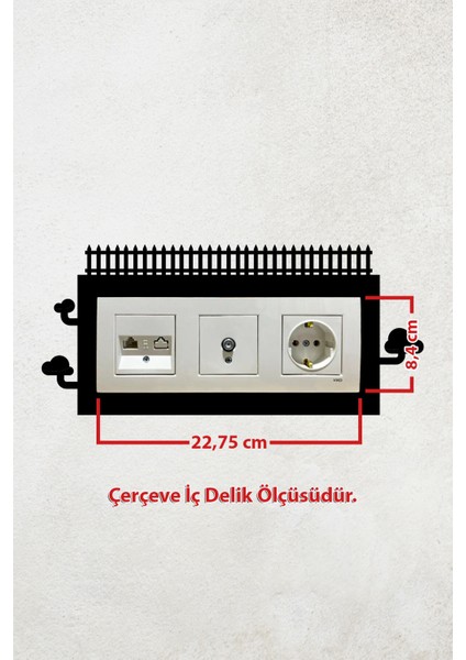 Çit Tasarım 3lü Priz Çerçevesi (Iç Ölçü 22,75X8,4 Cm) Üçlü Dekoratif Çerçeve - Kahve Kosesi