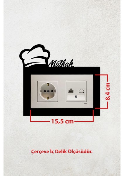Mutfak Tasarım 2li Priz Çerçevesi (Iç Ölçü 15,5x8,4 Cm) Mutfak Desen Duvar Süsü - Mutfak Dekorasyon