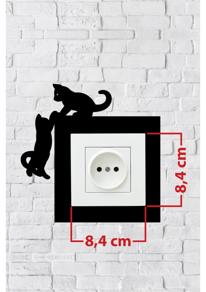 Kedi Priz Çerçevesi (Iç Ölçü 8,4x8,4 Cm) Dekoratif Priz Kenarlık Süsü - Anahtar Çerçevesi