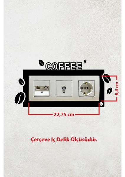 Coffee Kahve Tasarım 3lü Priz Çerçevesi (Iç Ölçü 22,75X8,4 Cm) Üçlü Dekoratif Çerçeve - Kahve Kosesi