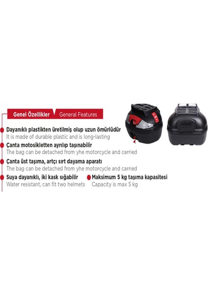 CV46 Arka Çanta (Topcase) Kargo-Sırt Dayama Set Siyah modelleri