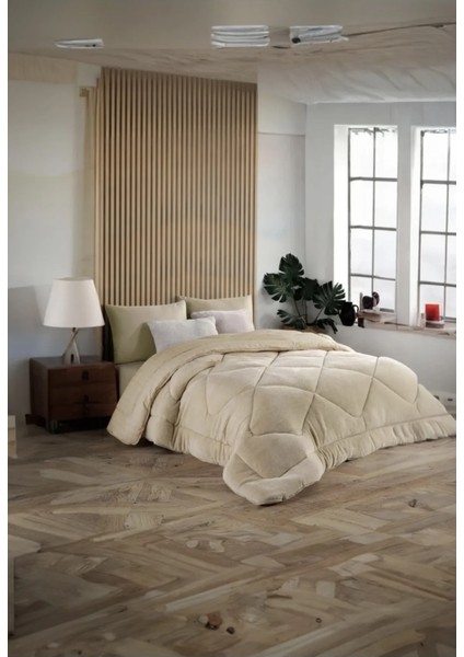 Battal Boy Yorgan Renkli Wellsoft Çift Taraflı 215x235 Bej