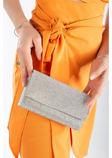 Ramona Taşlı Abiye Portföy Clutch Çanta Gece Çantası Zincir Askılı