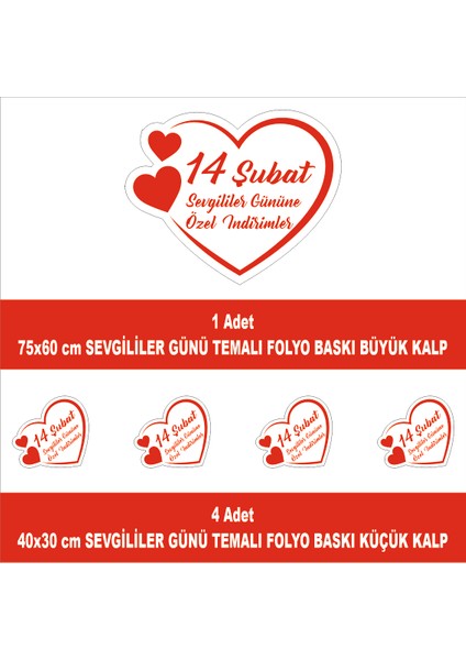14 Şubat Sevgililer Günü Için Kalpli Folyo Baskı Vitrin Yazısı