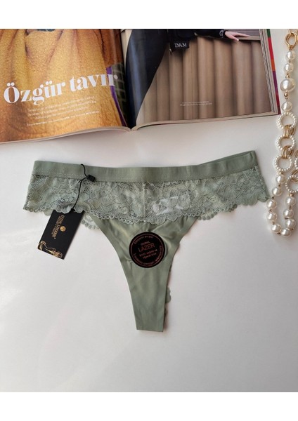 Lazer Kesim Spandex Invisible Dikişsiz Dantelli Tanga - 2801