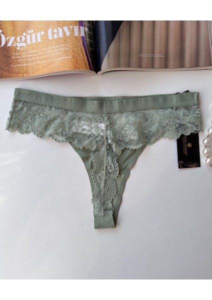 Lazer Kesim Spandex Invisible Dikişsiz Dantelli Tanga - 2801