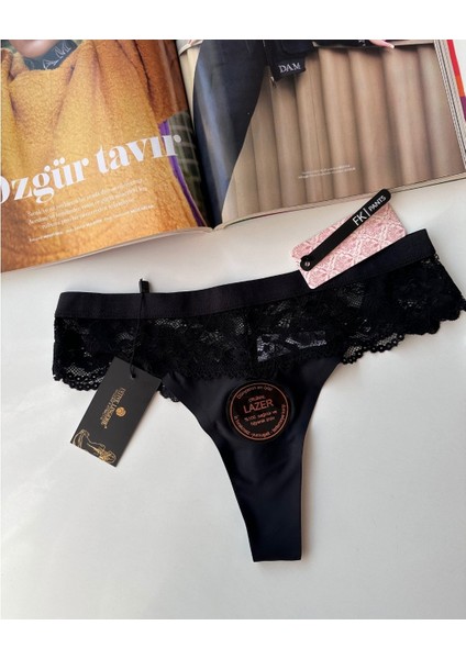 Lazer Kesim Spandex Invisible Dikişsiz Dantelli Tanga - 2801