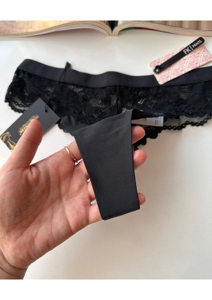 Lazer Kesim Spandex Invisible Dikişsiz Dantelli Tanga - 2801