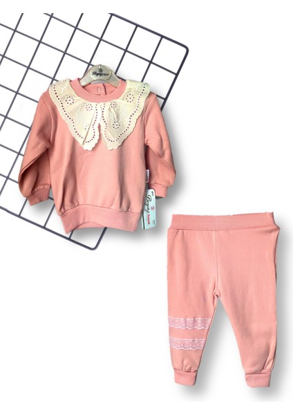 Dantel Önlük Detaylı Kız Bebek Alt Üst Takım