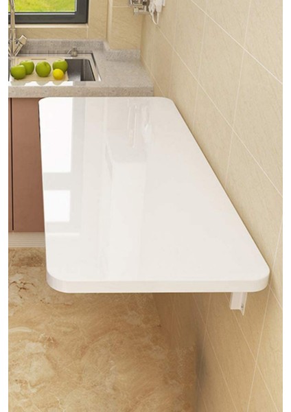 60X90 cm 4 Köşesi Oval Parlak Beyaz Duvara Monte Kırma Katlanır Mutfak Masası fiyatları