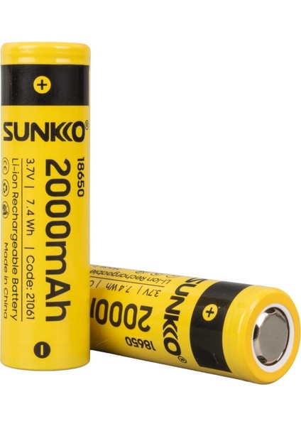 3.7 Volt 2000 Mah 18650 Şarj Edilebilir Pil 2 Adet Lityum Ion Şarjlı Pil 18X65MM