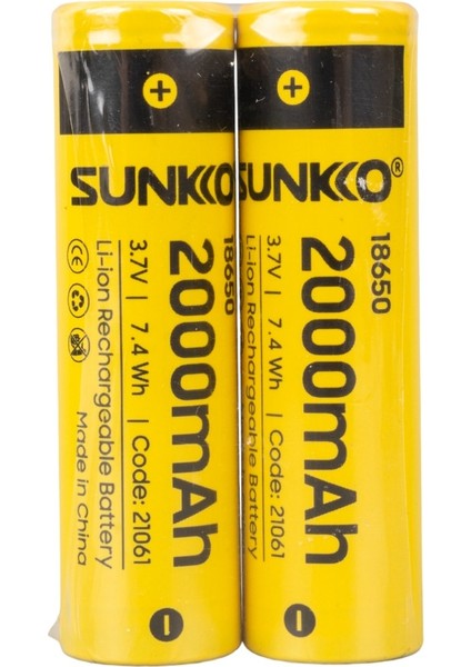 3.7 Volt 2000 Mah 18650 Şarj Edilebilir Pil 2 Adet Lityum Ion Şarjlı Pil 18X65MM