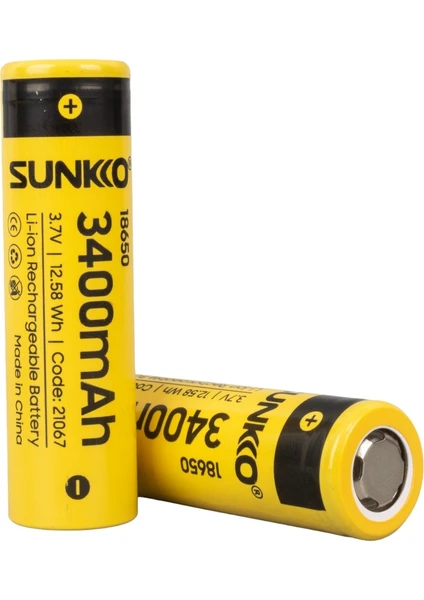 3.7 Volt 3400 Mah 18650 Şarj Edilebilir Pil 2 Adet Lityum Ion Şarjlı Pil 18X65MM