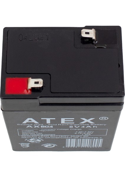 Atex 6 Volt 4 Ah Işıldak Aküsü 70X48X101 mm AX-604