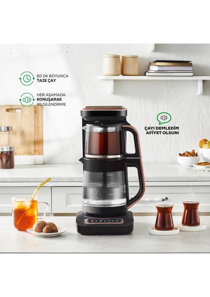 Çaysever Robotea Pro Wifi Connect 4 in 1 (Çay Demleme, Filtre Kahve, Mama Suyu, Sıcak Su) Konuşan Otomatik Demleme Makinesi 2500W