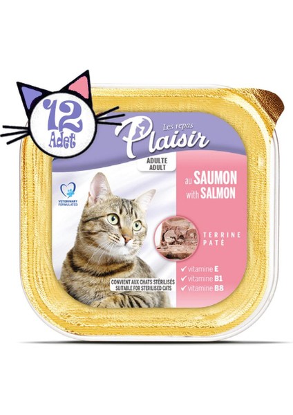 Pate 100GR Somon Balık Etli 12ADET Yaş Kedi Maması