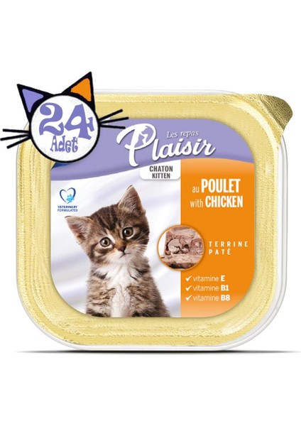 Pate 100 gr Tavuk Etli Sütlü 24 Adet Yavru Yaş Kedi Maması