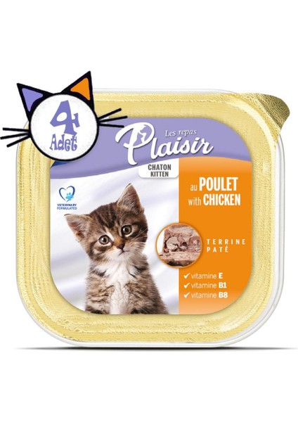 Pate 100 gr Tavuk Etli Sütlü 4 Adet Yavru Yaş Kedi Maması