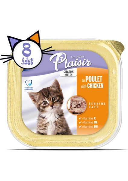 Pate 100 gr Tavuk Etli Sütlü 8 Adet Yavru Yaş Kedi Maması