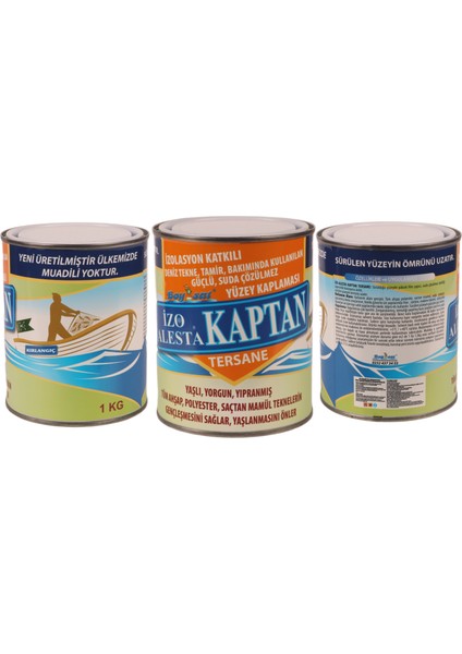 Izo Alesta Kaptan Izolasyon Katkılı Güçlü Suda Çözülmez Sürme Deniz Tekne Yüzey Kaplaması 1 kg