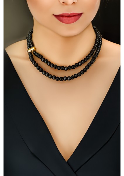 Siyah choker kolye Kadın siyah oniks choker kolye Kombin kolye Kadın tasma kolye