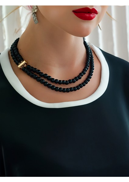 Siyah choker kolye Kadın siyah oniks choker kolye Kombin kolye Kadın tasma kolye modelleri