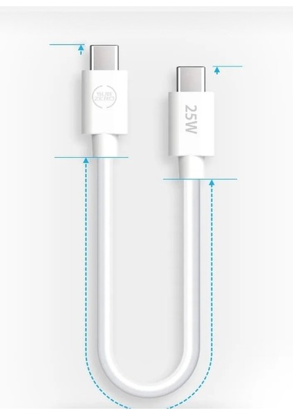 Kısa 25 cm 20W Hızlı Type C Şarj Kablosu Çift Taraflı Type-C To Type-C Pd Şarj Data Kablo
