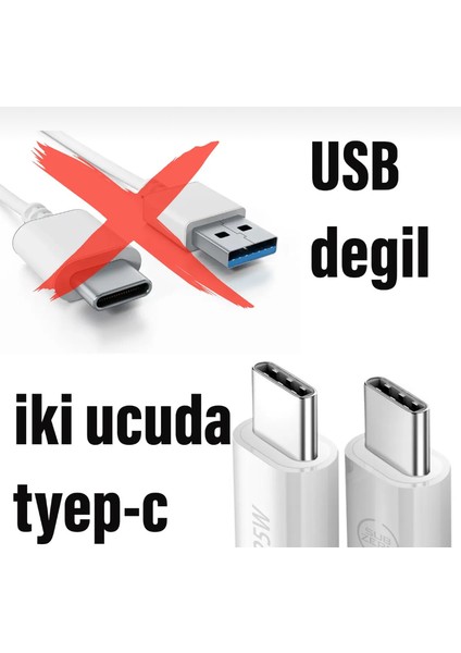 Kısa 25 cm 20W Hızlı Type C Şarj Kablosu Çift Taraflı Type-C To Type-C Pd Şarj Data Kablo