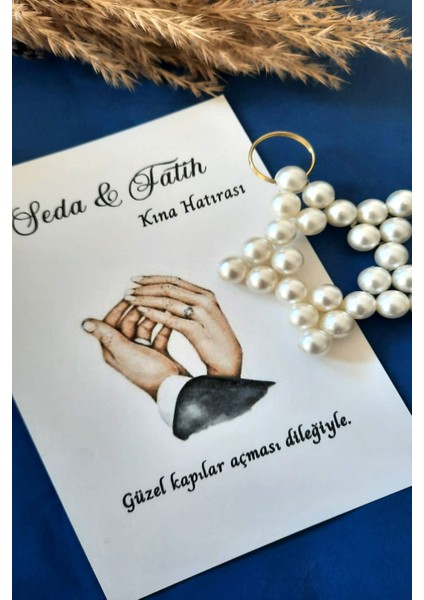 10 Adet Hediyelik Inci Anahtarlık - Kişiye Özel Yazı - Kına Hediyesi - Nikah Hediyesi modelleri