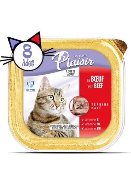 Pate 100 gr Sığır Etli 8 Adet Yaş Kedi Maması